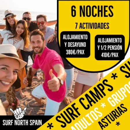 surf camp adultos 6 noches